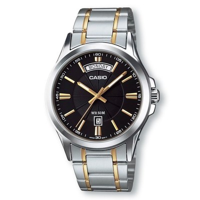 CASIO MTP1381G-1AV Classic Analog Black/Gold Dial Watch
