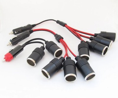 1 to 2/3/4 Way Socket Outlet Splitter Cord 12V 24V Car Cigarette Lighter Adapter