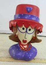 Whimsical Woman's Red Hat Society Head Vase Burton & Burton Lady's Headvase !