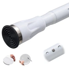 White Tension Curtian rod no drill 42 to 60 inch Adjustable Heavy Duty black