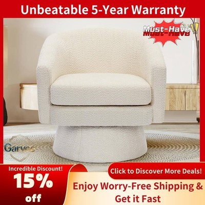 360° Swivel Chenille Fabric Accent Chair with Arms Cozy for Reading Room