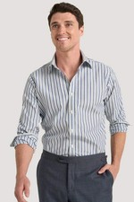 M.J. Bale - Ronald Shirt - Stripe - White/Navy/Green - MULTIBUY