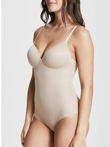 SPANX ASSETS Neutral Nude Low-Back Cupped Shaping Panty Bodysuit L Large