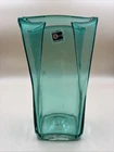 Vintage Blenko Teal Paper Bag Art Glass Vase