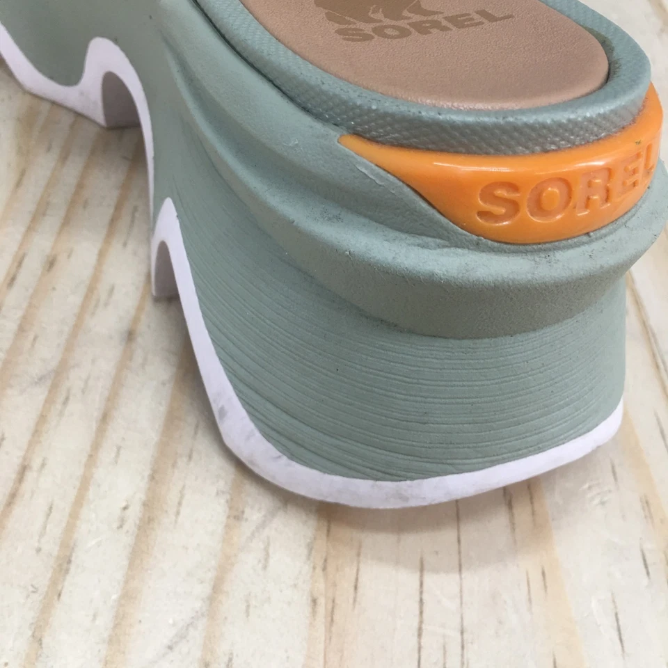 Sandalias Sorel Mujer 7 Impacto Cinético Deslizable Cuero Verde Tacones de Cuña NL4961-348 Foto 4 de 4