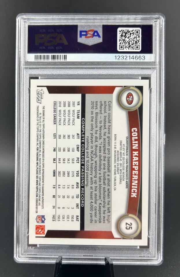 2011 Topps Chrome #25 COLIN KAEPERNICK Rookie RC AUTO PSA 8 - Image 2 of 2