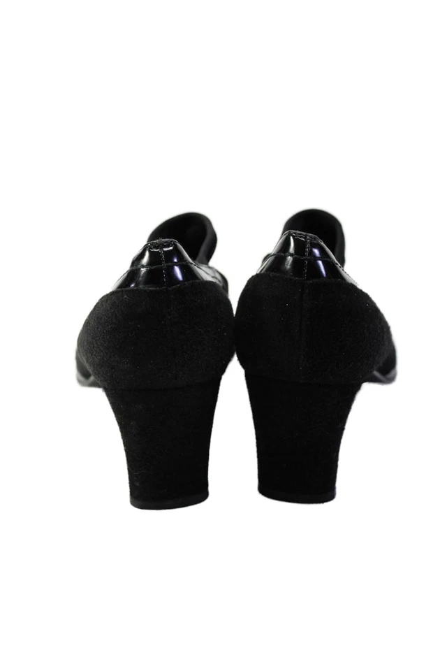 Zapatos de salón Stuart Weitzman para mujer de gamuza punta redonda sin cordones negros talla 7,5 M Foto 3 de 4