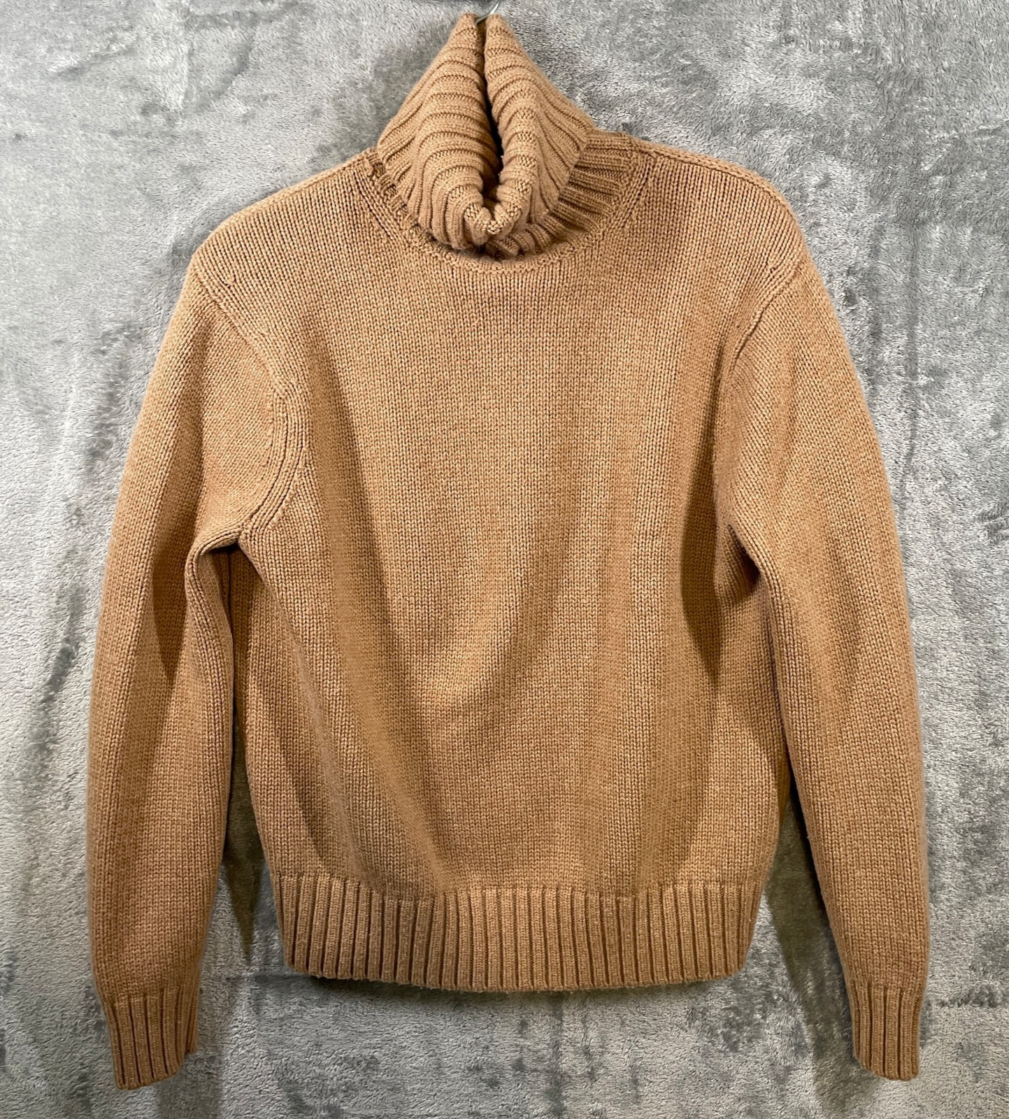 Polo Ralph Lauren Sweater Women Small Camel Tan 100% Wool Knit Turtleneck Preppy
