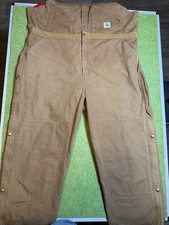 Vintage Carhartt Insulated Bib Overalls USA Made Brown Duck Workwear 34 Inseam
