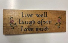 Hand Painted Wooden Plaque Sign Live Well Laugh Often Love Much Home Decor