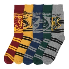 Bioworld Harry Potter Hogwarts House Crests on Varsity Stripes Men's Casual