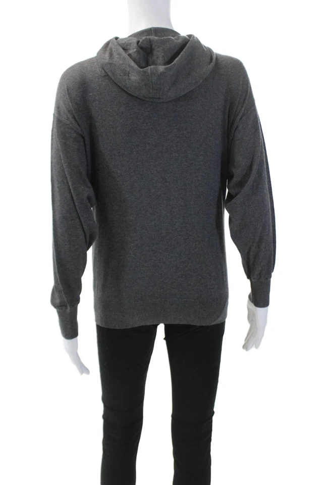 Haute Hippie Women's Hood Long Sleeves Full Zip Sweatshirt Gray Size XS - Image 3 of 4