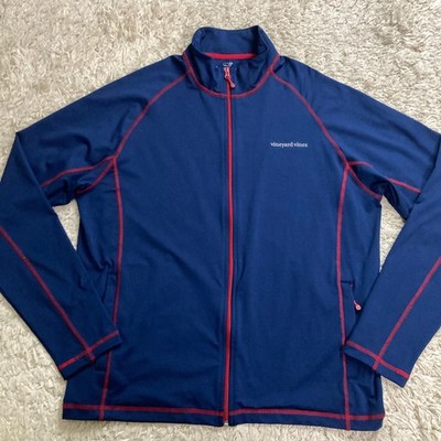 Vineyard Vines Performance Jacket Mens XL Blue Red Stretch Full Zip Mock Neck