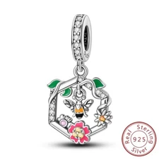 MULA 925 Sterling Silver DIY Charms CZ Bee flowers For Women Bracelet Necklace