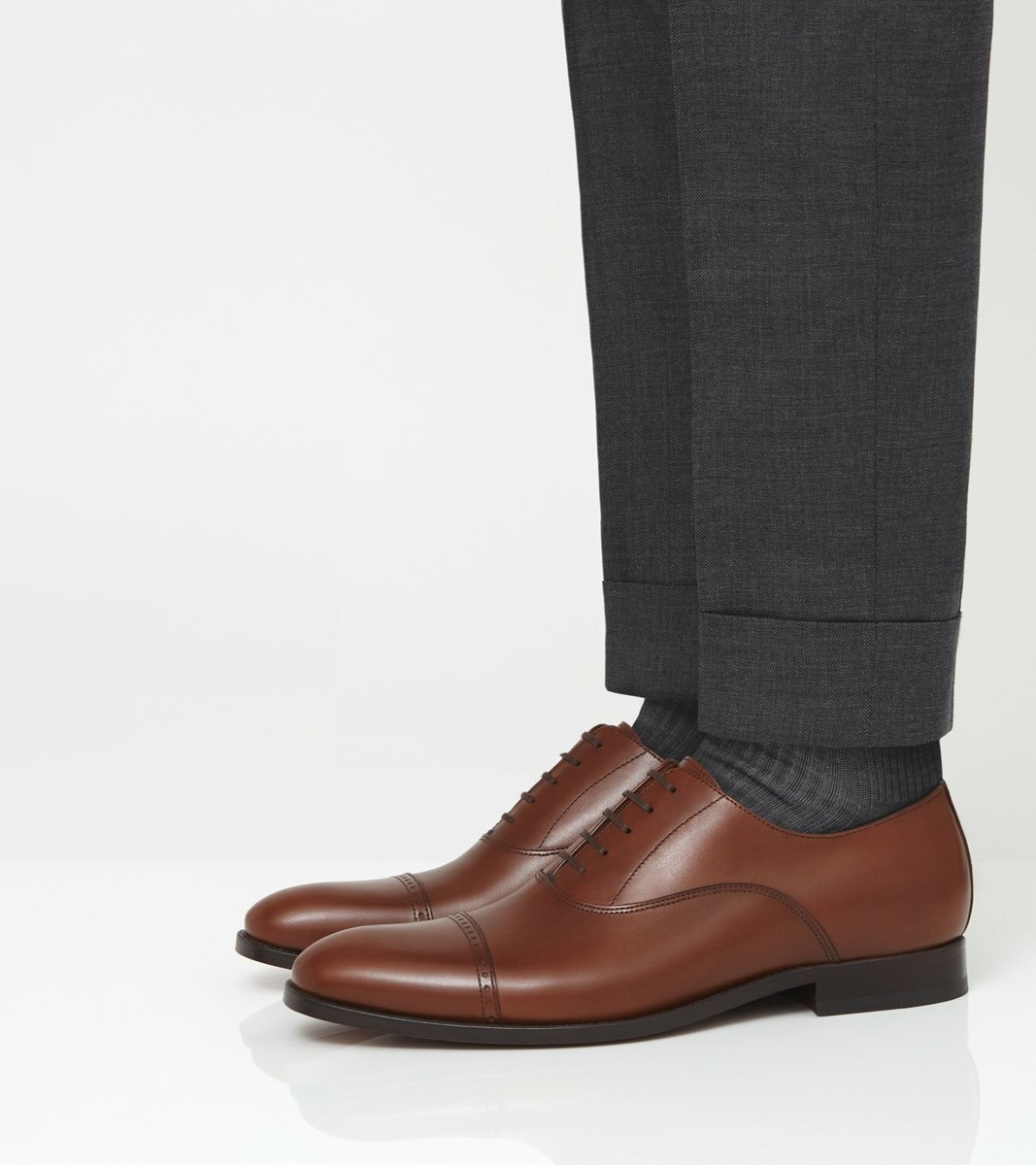 Jack Erwin Men\'s Watts Brogue Cap Toe Oxford Lace-up Shoes ~ Brown Watts – Jack Erwin main image 2