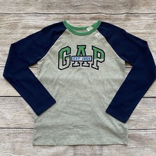 NWT Gap Kids Grey  Navy Logo LS T-Shirt Boy  s Sz XXL