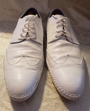 Designer VERSACE WHITE Embossed LEATHER Dress Men's SHOES Size 12