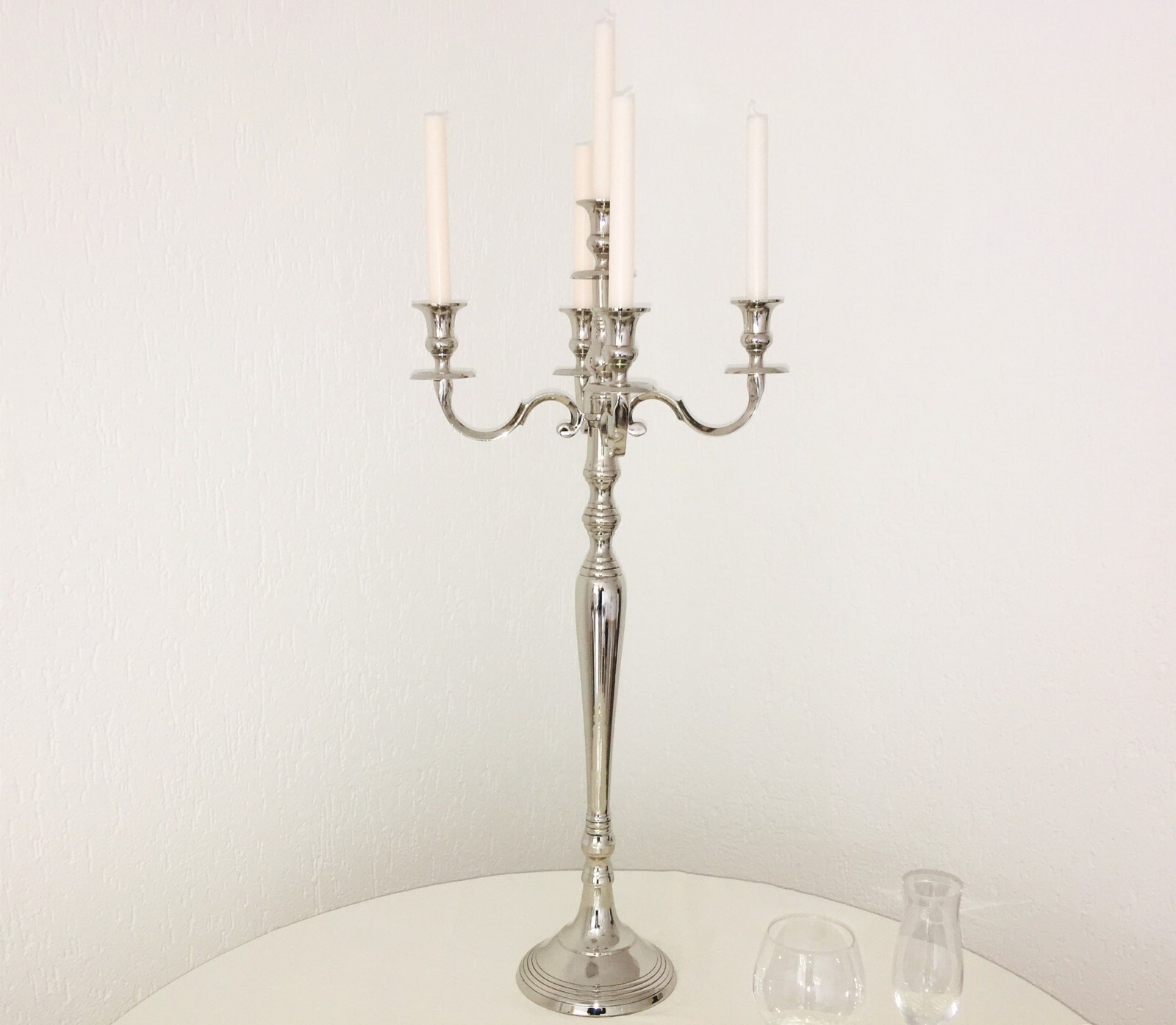 Kerzenständer 5-armig Kerzenleuchter Kandelaber aus Metall silber 80cm NEU!