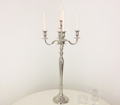 Kerzenständer 5-armig Kerzenleuchter Kandelaber aus Metall silber 80cm NEU! 