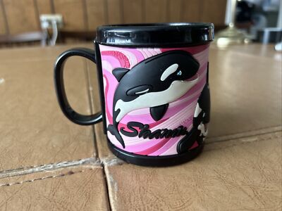 Vintage Sea World Parks 3D Shamu/Ella Whale  Coffee Cup Mug Plastic 12oz