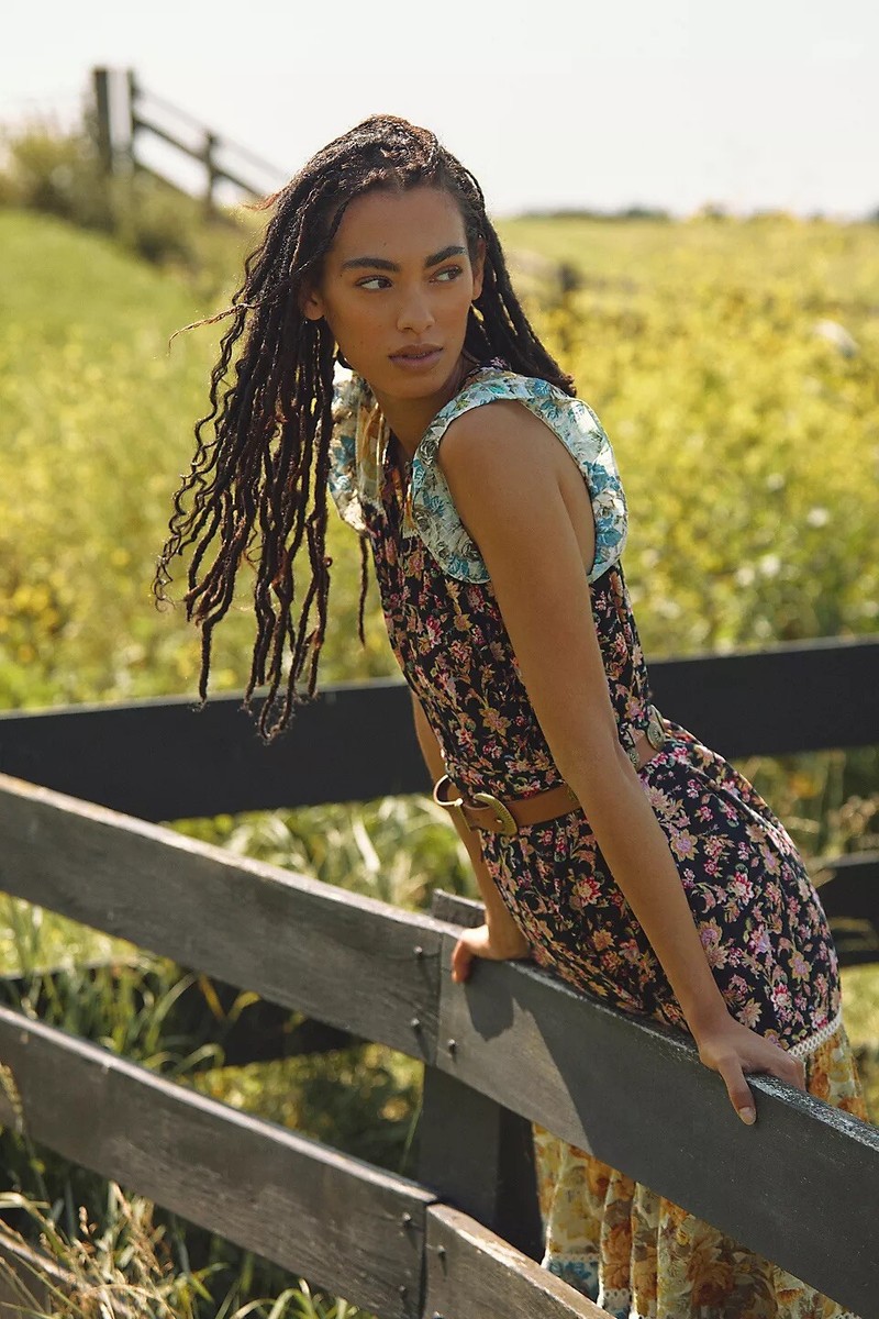 anthropologie ruffled floral maxi dress Ruffled Floral Maxi Dress