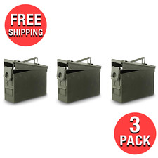 3-Pack M19A1 .30 Caliber Ammo Can Waterproof U.S Military Storage Metal Latch