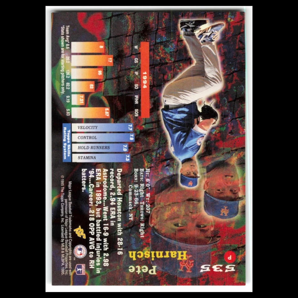 Pete Harnisch #535 1995 Topps Stadium Club New York Mets Baseball Card MLB NM - Image 2 of 3