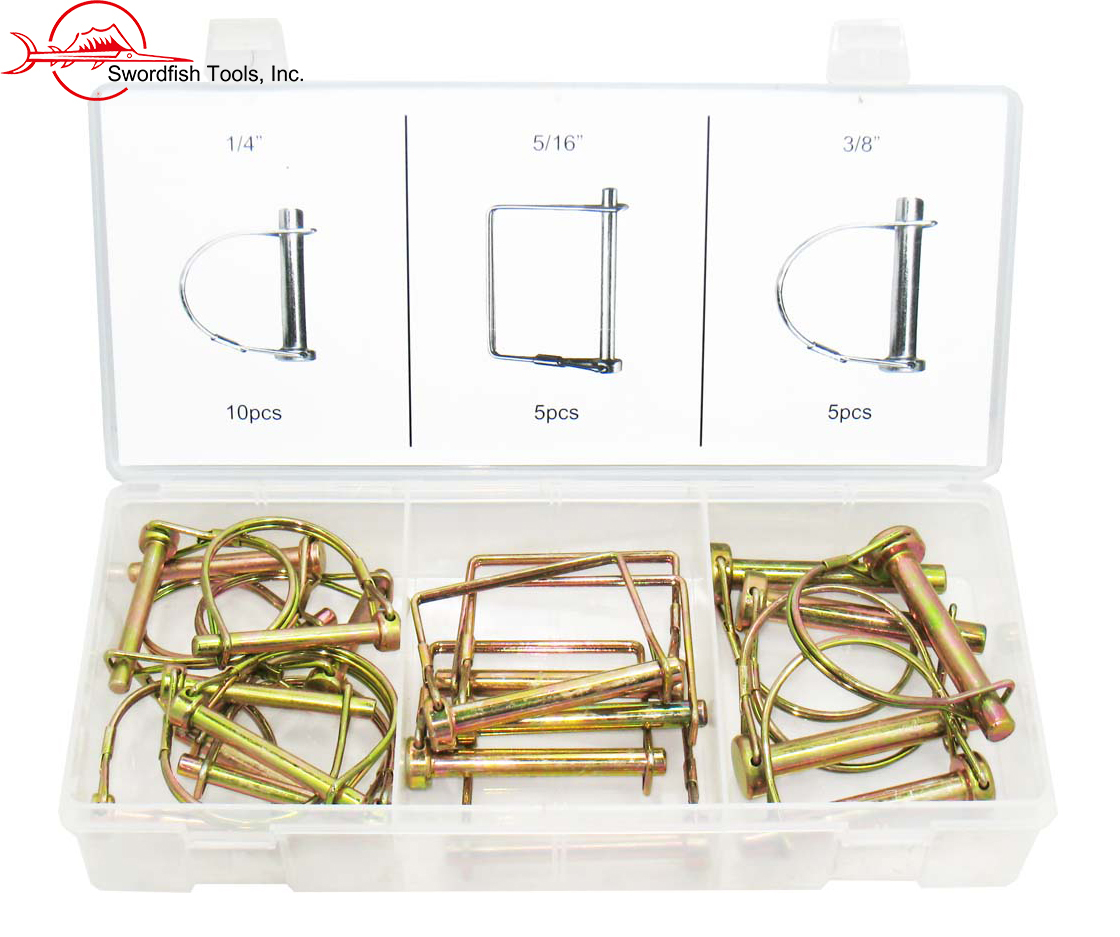 Swordfish 32150 - 20pc PTO Lock Pin Assortment Square & Round