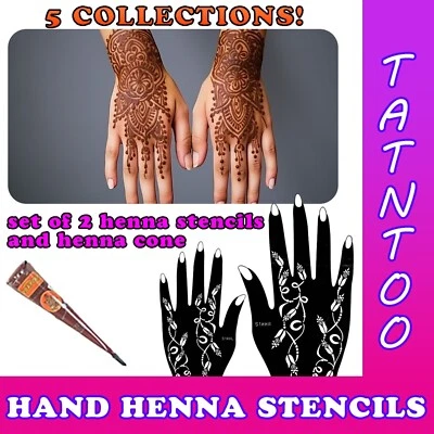 TATNTOO Hand Mehndi Henna Stencils India Henna Lace Body Art Body Templates 2pcs