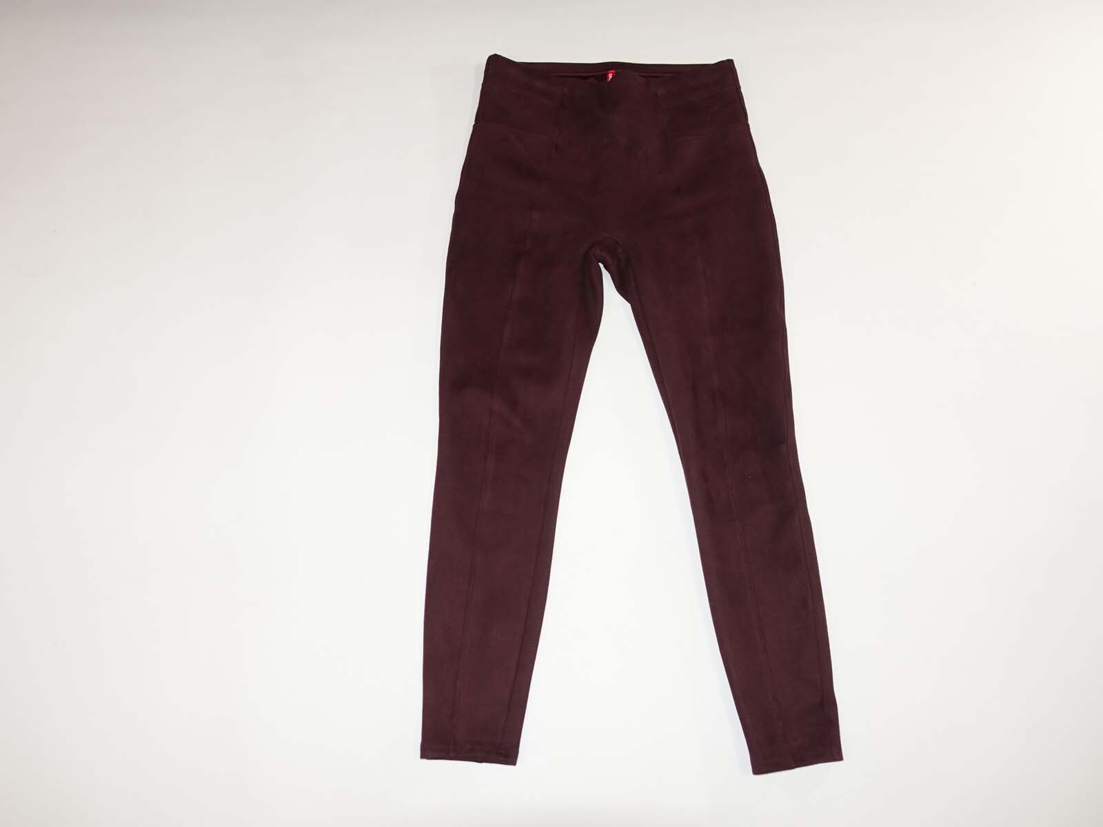 Spanx Women's Faux Suede Leggings Size Large Maroon Red Pull On Stretch 20322R