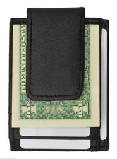 Mens Leather Money Clip Slim Front Pocket Wallet Magnetic ID Credit Card Holder