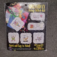 VINTAGE Wimpole Street Creations Birthday Greetings Scrap Stitch Kit New Sealed