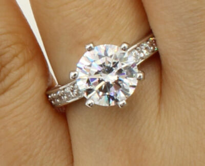 14K White Gold 2.50 Ct Round White Moissanite Engagement Valentine Ring Size 8