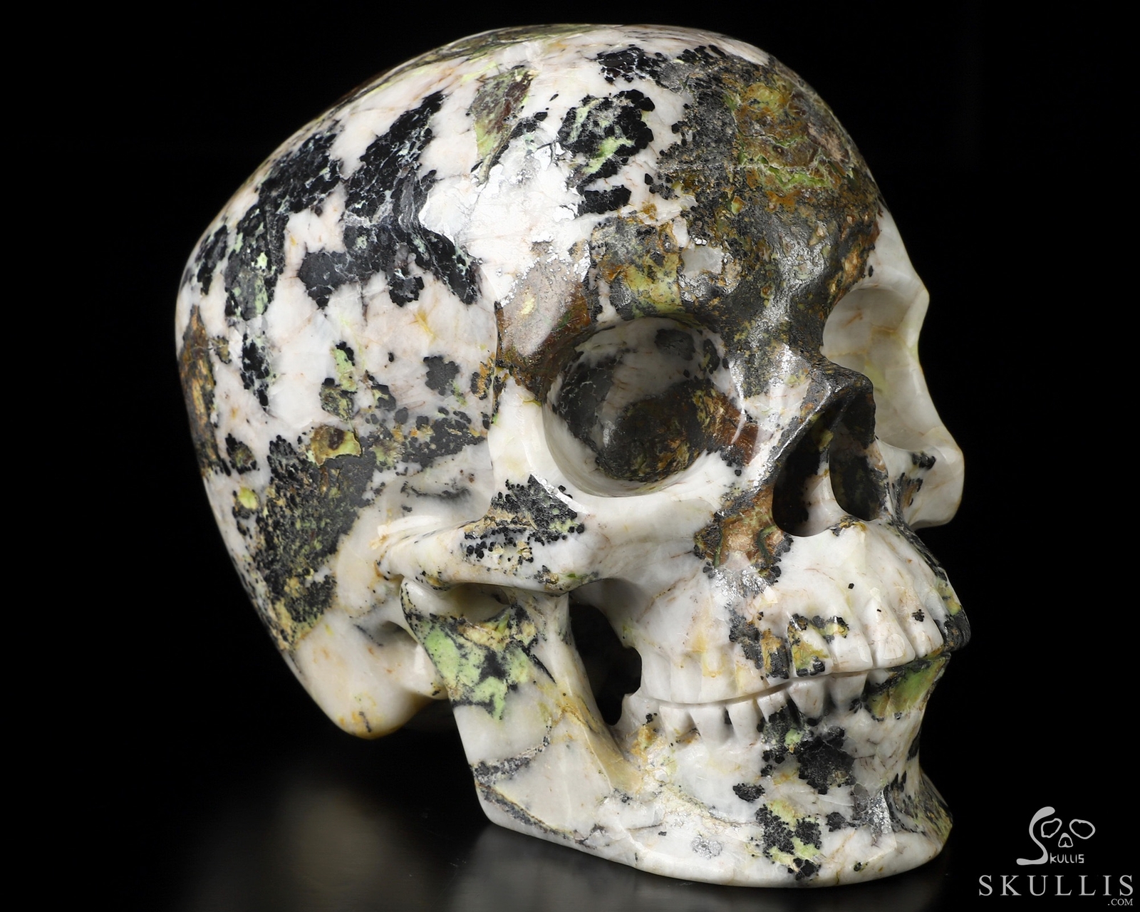 Calavera de cristal tallada a mano de jaspe Hiso de 5,0", súper realista, cristal curativo