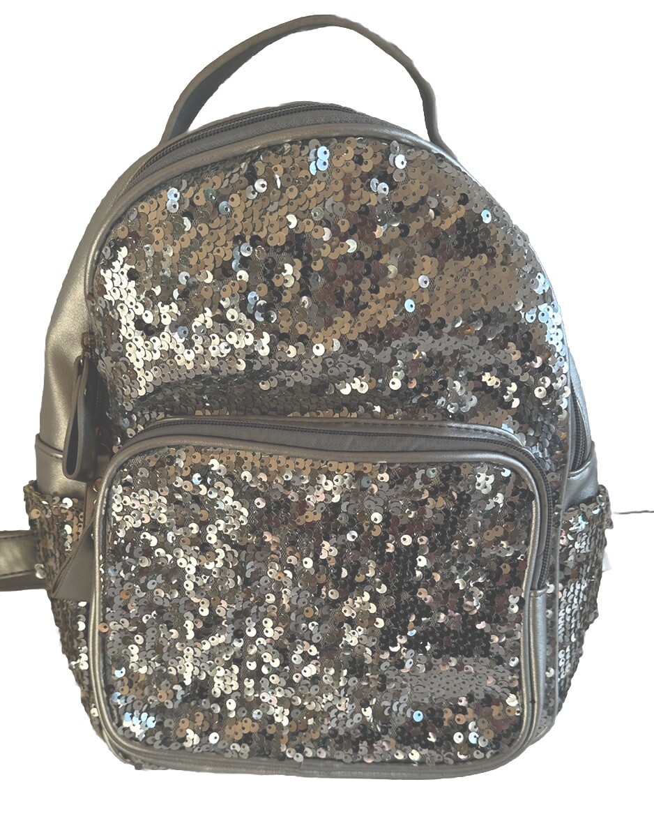 NWT Hello 3 AM Silver Sequin & Adjustable Straps Backpack  display picture 2