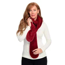 LAUNDRY by Design $48 NWT Faux Fur Double Loop Pull-Through Scarf-Garnet Red