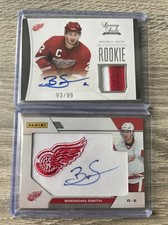 Brendan Smith luxury suite rookie patch auto /99 + logo patch auto Panini