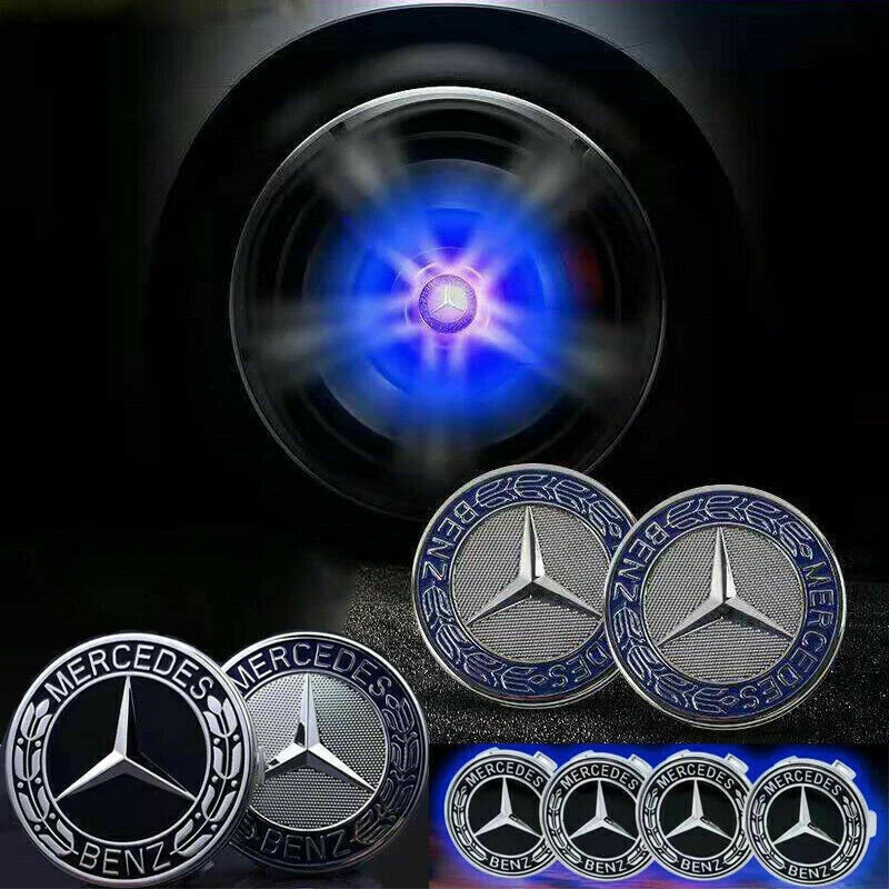 4pcs For Mercedes Benz LED Magnetic Levitation Wheel Hub Cap 75mm LAMP Trim Ring