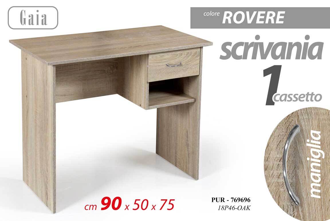 SCRIVANIA MODERNA 1 CASSETTO + VANO ROVERE SBIANCATO Porta Computer PC 90*50*h75