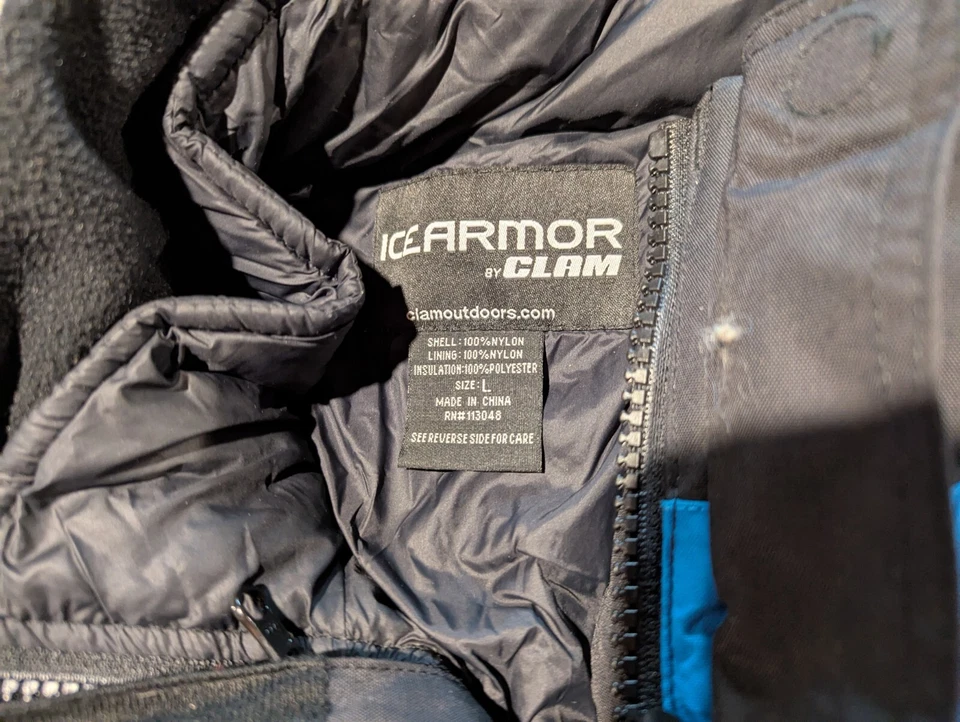 Clam Ice Armor Jacket Mens Large Blue Black Extreme Insulated Lined Coat - Image 2 of 4