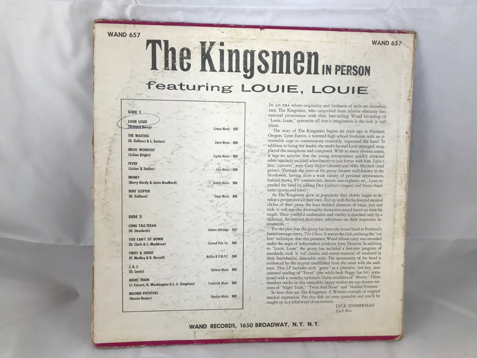 THE KINGSMEN IN PERSON featuring LOUIE LOUIE LP: WAND WDM 657 record album  LP 33 | eBay