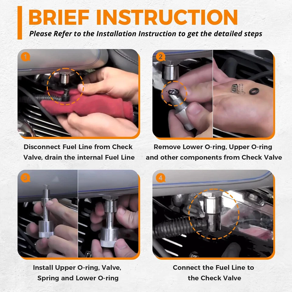 for 2001-2014 EFI Harley Davidson Fuel Tool Fuel Check Valve Repair Kit MC400 Foto 4 de 4