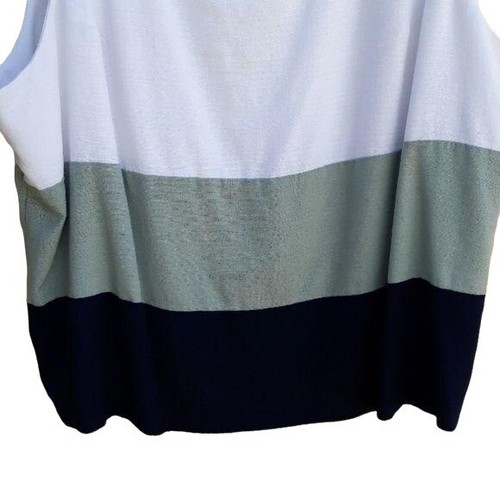 Vintage Top Sleeveless Scoop Color Block Thick Striped Green Black White Sz 32 - Picture 6 of 8