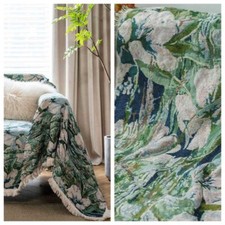 Vintage Green Floral French Jacquard Tapestry Upholstery Fabric for Sewing