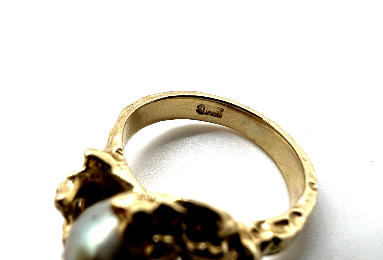 14K Solid Gold Custom Made Black Pearl Designer R… - image 7