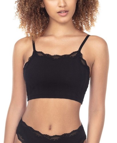 HONEYDEW Women's Sz M Lorelai Lace Trim Lined Wire Free Bralette Bra 90020 Black - 第 1/6 張圖片