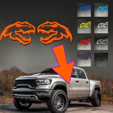 Pair T-REX Emblems fits TRX Ram 1500 Fender Door badge Hellcat Style TREX Head