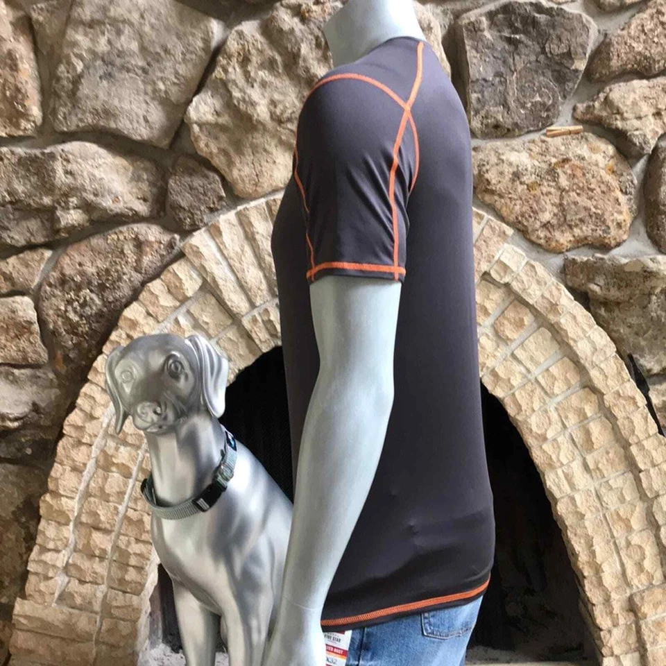 Tek Gear Performance Fitted Gray Orange Men's Athletic Short Sleeve Shirt Size L - Image 3 of 4