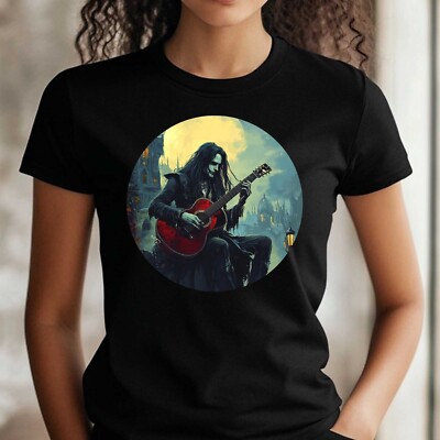 Frauen T-Shirt Vampir spielt Gitarre Motiv Baumwolle Größe S bis 3XL