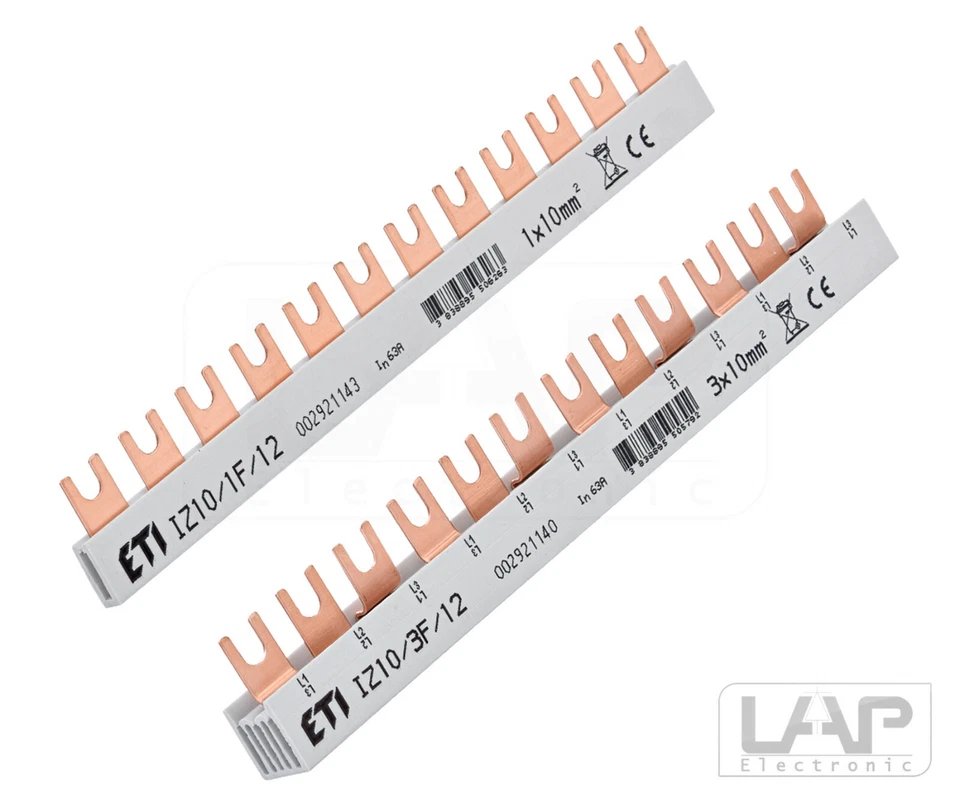 ETI Kammschiene Phasenschiene 1, 3 polig 10mm² Gabel Reihenschiene Sammelschiene